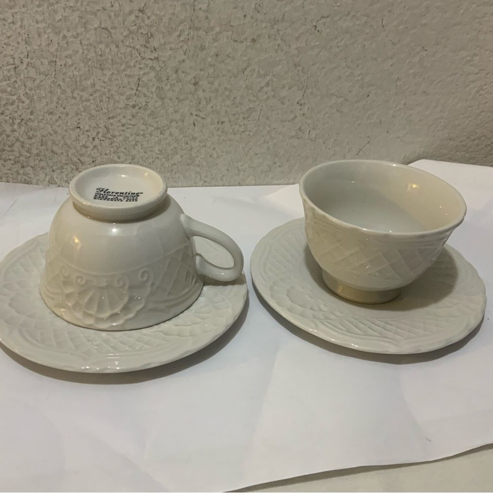 Tabletops Unlimited FLORENTINE set of 2 tea cups with saucers